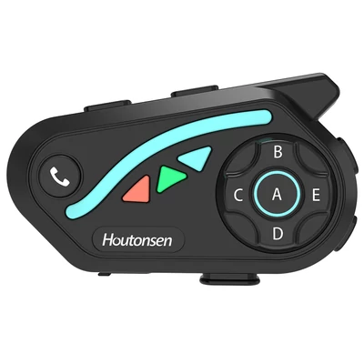 Houtonsen V8 Plus motoros sisak headset, 1000m 2 fős intercom, 30h üzemidő, zajszűrés, MP3/GPS/FM, AI asszisztens, IPX67, Bluetooth 5.2