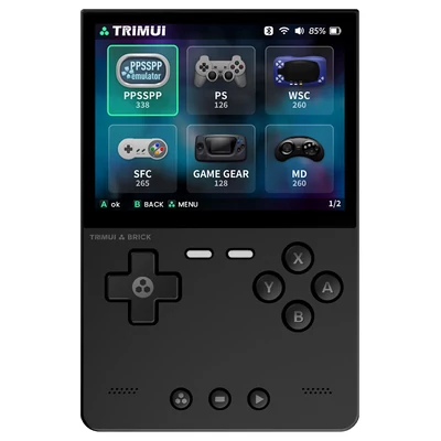 Trimui Brick kézi játékkonzol, 128GB TF kártya, 3.2" 1024x768 IPS kijelző, 8GB eMMC, 5 óra üzemidő, Type-C gyorstöltés, fekete
