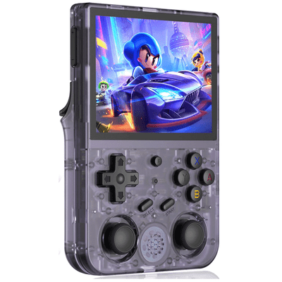 ANBERNIC RG353V játékkonzol, 64GB TF kártya, 32GB Android, 16GB Linux, 2GB RAM, HDMI kimenet, Moonlight streaming - átlátszó lila