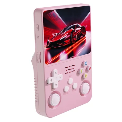 R36S retro játékkonzol, 10 000 játékkal, ArkOS 2.0, 20 emulátor, 3,5" IPS kijelző - Pink, 64GB kártya