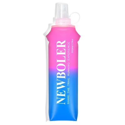 NEWBOLER BOT003 Összecsukható, puha, BPA-mentes sportkulacs – 500 ml, rózsaszín-kék átmenet