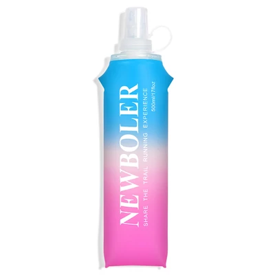 NEWBOLER BOT003 Összecsukható, puha, BPA-mentes sportkulacs – 500 ml, kék-rózsaszín átmenet