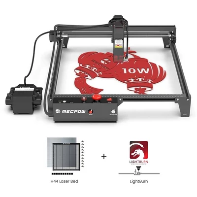 Mecpow X3 Pro 10W lézergravírozó légbefúvóval + H44 gravírágy + 1 év LightBurn licenc