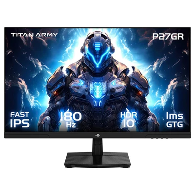TITAN ARMY P27GR játékmonitor, 27", 2560x1440, 16:9, gyors IPS, 180Hz, 1ms, 99% sRGB, HDR10, Adaptive-Sync, PBP/PIP, alacsony kékfény, dönthető, VESA