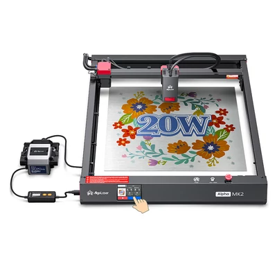 AlgoLaser Alpha MK2 20W lézer, okoskijelző, 20 000mm/perc, 20mm rétegelt lemez vágás, 5G WiFi, APP vezérlés, 7 biztonsági funkció, levegőasszisztens