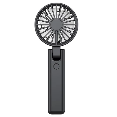 YL09 hordozható, újratölthető kézi ventilátor, 2000mAh, 180°-ban hajtható, dupla lapát, 4 fokozat - Fekete