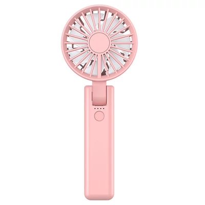 YL09 hordozható, újratölthető kézi ventilátor, 2000mAh, 180°-ban hajtható, dupla lapát, 4 fokozat - Pink