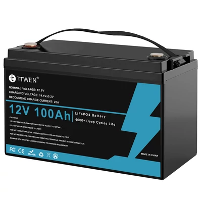 TTWEN 12V 100Ah LiFePO4 akkumulátor, 4000+ ciklus, lakóautóhoz, hajóhoz, kempinghez, off-grid, nem Bluetooth
