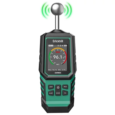 ERICKHILL EWM05 fa nedvességmérő, érintésmentes, 3 színű LED gyűrű, digitális kijelző, 1000mAh akkumulátor