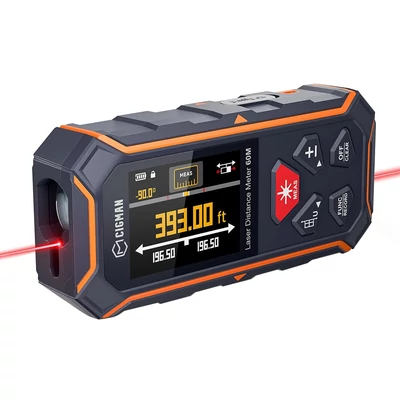 CIGMAN CD-60R Digitális lézeres távolságmérő – 120m, piros lézersugár, ±1/16” pontosság, memóriás LCD kijelző