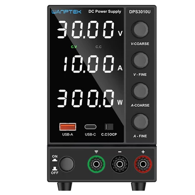 WANPTEK DPS3010U Szabályozható DC Tápegység 30V 10A - Digitális Kijelzős Laboráló Tápegység USB-C Gyorstöltéssel, Alacsony Zajjal és Hűtőventilátorral