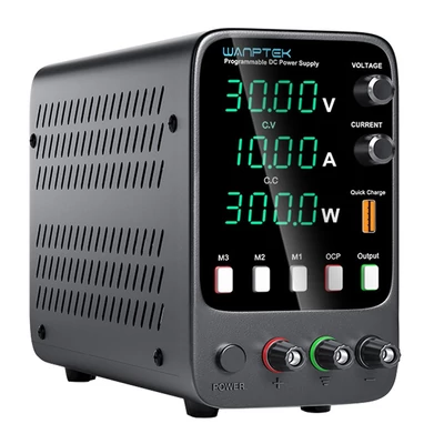 WANPTEK APS3010H Programozható Szabályozott DC Tápegység 30V 10A - Memória Funkció, Encoder Beállítás, USB Gyorstöltés, 4 Jegyű Kijelző