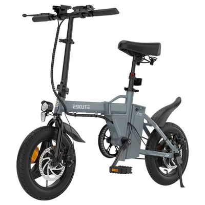 ESKUTE F100 összecsukható elektromos kerékpár, 250W motor, 36V 9Ah akku, 14" gumi, 25km/h, 55km hatótáv, LCD - Szürke