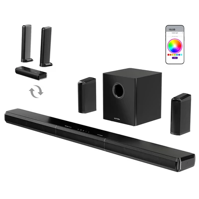 Ultimea Apollo S90 9.1 csatornás soundbar, Dolby Atmos, 470W, RGB, app vezérlés, 121 EQ, Bluetooth 5.3, levehető kialakítás