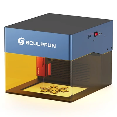 SCULPFUN iCube Pro 5W lézergravírozó, 0,06mm pont, 10000mm/perc, 32-bites vezérlő, cserélhető lencse, füstszűrő, hőriasztó, app kapcsolat, 130x130mm