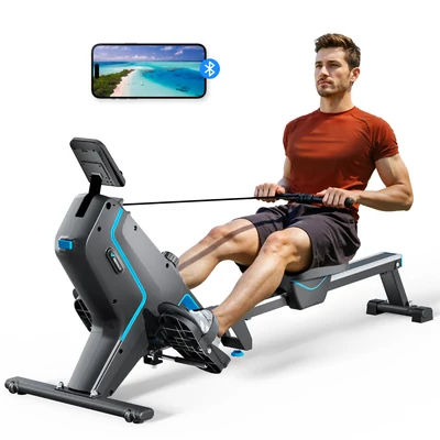 MERACH R05 mágneses evezőgép, összecsukható, 16 ellenállási szint, 158 kg teherbírás, Bluetooth & app