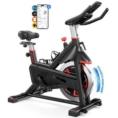 MERACH S38 mágneses szobakerékpár, saját fejlesztésű appal, 160 kg teherbírás, 18 kg lendkerék, otthoni edzéshez – Fekete