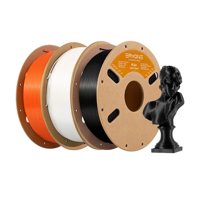 3kg ERYONE nagy sebességű PLA+ filament (1kg fekete + 1kg elefántcsontfehér + 1kg narancs)