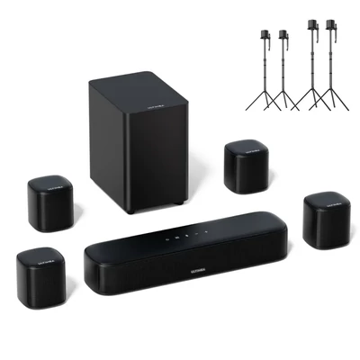 Ultimea Aura A40 7.1 soundbar + 2 Steady 310 hangszóróállvány, app vezérlés, 10 sávos EQ, BT 5.3, 330W