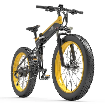 Bezior X1500 összecsukható elektromos fatbike, 1500W, 12,8Ah, 26x4", Shimano 27 seb., 100 km hatótáv - fekete-sárga