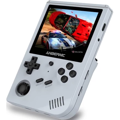 ANBERNIC RG351V kézi játékkonzol 128GB, 3.5" IPS kijelző, 20000 játék, dual TF kártya, NDS, N64, PSP, PS1 támogatás - szürke