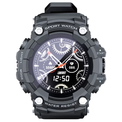 LOKMAT ATTACK Bluetooth okosóra 1.28" TFT érintőkijelző, pulzus- és vérnyomásmérő, IP68 vízálló, 25 nap készenlét - fekete