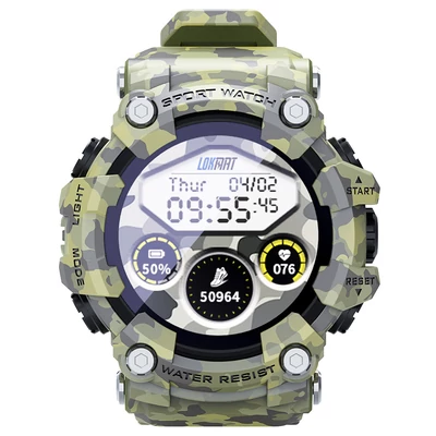 LOKMAT ATTACK Bluetooth okosóra 1.28" TFT érintőkijelző, pulzus- és vérnyomásmérő, IP68 vízálló, 25 nap készenlét - zöld