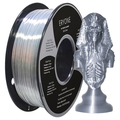 ERYONE Selyem PLA 3D nyomtató filament, 1.75mm, 1kg, ±0.03mm pontosság - ezüst