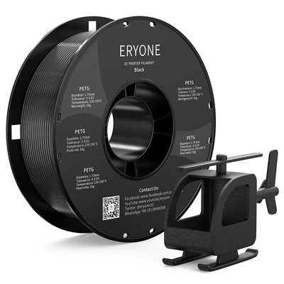 ERYONE PETG 3D nyomtató filament 1.75mm, 1kg, ±0.03mm pontosság - fekete