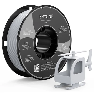 ERYONE PETG 3D nyomtató filament 1.75mm, 1kg, ±0.03mm pontosság - Szürke