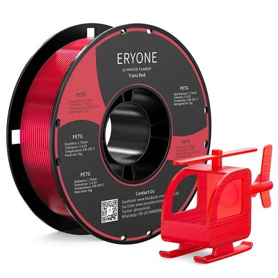 ERYONE PETG nyomtatószál 1kg 3D nyomtatóhoz - Átlátszó piros