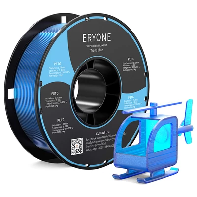 ERYONE PETG 3D nyomtató filament 1kg - Átlátszó kék