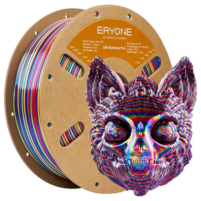 Eryone selyem csavart szivárvány pla filament 1kg – pszichedelikus (piros&sárga&kék)