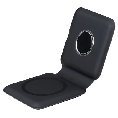 Q500 15W hordozható 2 az 1-ben mágneses vezeték nélküli töltő, összecsukható állomás iPhone 12/iWatch - fekete