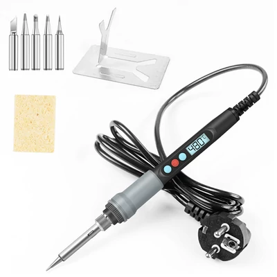 Handskit 926 90W forrasztó készlet, ki/be kapcsoló, állítható hőmérséklet 100-480°C, LCD, 5 fej, tisztító szivacs, állvány, elektronika javításához