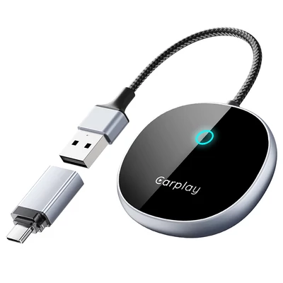 DriFox A22 vezetékesről vezeték nélküli CarPlay adapter, Plug & Play, automatikus csatlakozás, 5.8GHz, hangvezérlés