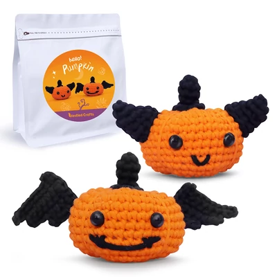 NestledCrafts halloween horgolókészlet kezdőknek, amigurumi kötőkészlet lépésről-lépésre videó útmutatóval – Tökök