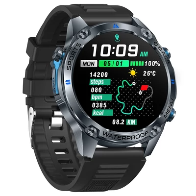 SENBONO G100 okosóra, vízálló 5ATM, Bluetooth hívás, GPS, 100+ sport mód, egészségfigyelés – Fekete-Kék