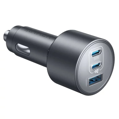 Anker Nano autós gyorstöltő 167.5W-os teljesítménnyel, 2x USB-C (100W, 45W) és 1x USB-A (22.5W) porttal