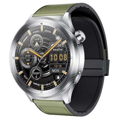 KUMI WATCH Gear GT3 okosóra, 1.43” AMOLED kijelző, AI hangvezérlés, egészségkövetés, Bluetooth hívás, IP68 vízálló – Ezüst