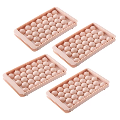 4 darabos, 33 üreges kerek jégkocka forma – whiskygolyók, jégnyalóka és nyalóka készítéséhez - Pink