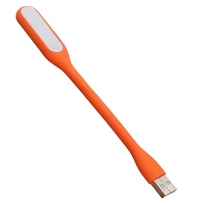 Hordozható USB LED olvasólámpa hajlítható karral, mini éjszakai lámpa laptophoz és számítógéphez – Narancs