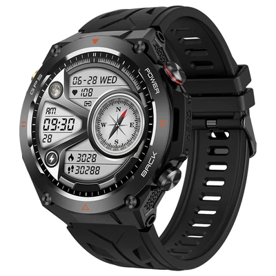 SENBONO KC82 okosóra egészségfigyelés, Bluetooth hívás, 100+ sportmód, AI asszisztens, beépített GPS, vízálló - Fekete számlappal