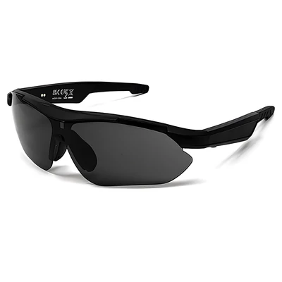 SENBONO QYpro 3 Intelligens Bluetooth kerékpáros napszemüveg, 6 órás üzemidő, AI hangasszisztens, egygombos vezérlés - Fekete-szürke