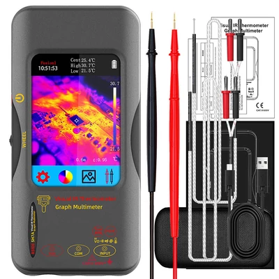 BSIDE SH7A infravörös hőkamera multiméter makró lencsével, 240x240 képpont, 15 színmód, 3.98" érintőkijelző, USB-s akkumulátor - Macro lencse nélkül