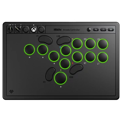 8BitDo Arcade kontroller Xboxhoz, kompatibilis Series X|S, One és Windows, RGB fénygyűrű, 4ms vezetékes késés