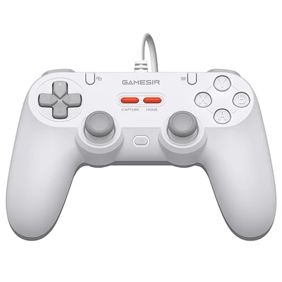GameSir T3 Lite vezetékes szimmetrikus PC/Switch/Android/iOS kontroller, 1000Hz, Hall stick, turbó, rezgés, 2 programozható gomb – Fehér
