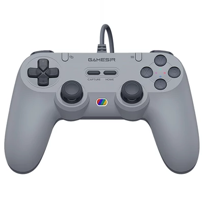 GameSir T3 Lite vezetékes szimmetrikus PC/Switch/Android/iOS kontroller, 1000Hz, Hall stick, rezgés, turbó, 2 programozható gomb – Szürke