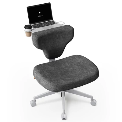 NEWTRAL Freedom-X-FP keresztezett lábas szék karfa nélkül, ergonomikus többtesthelyzetes irodai szék állítható laptop tálcával – Sötétszürke