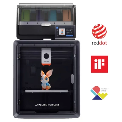 Anycubic Kobra S1 Combo 3D nyomtató, akár 8 színű nyomtatás, 600mm/s sebesség, automata szintezés, 320°C hotend, csendes CoreXY